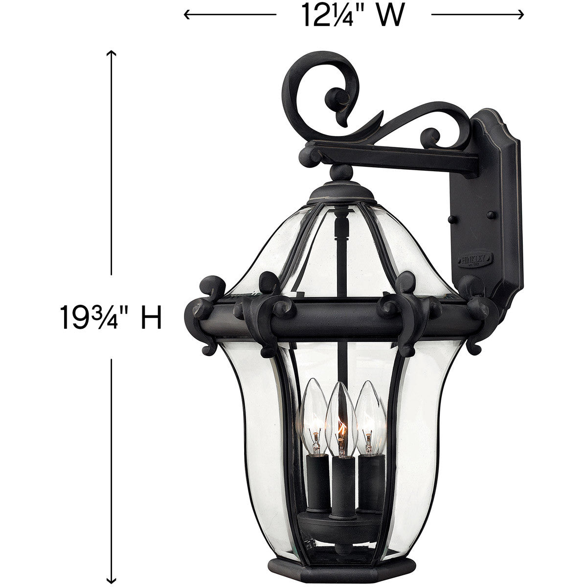 Hinkley Lighting San Clemente Medium Wall Mount Lantern Museum Black 2444MB