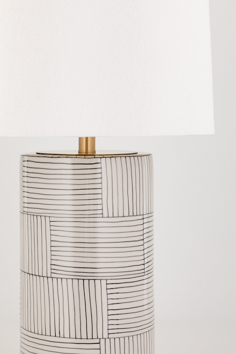 Hudson Valley Lighting Borneo Table Lamp in Aged Brass/stripe Combo L1376-AGB/ST