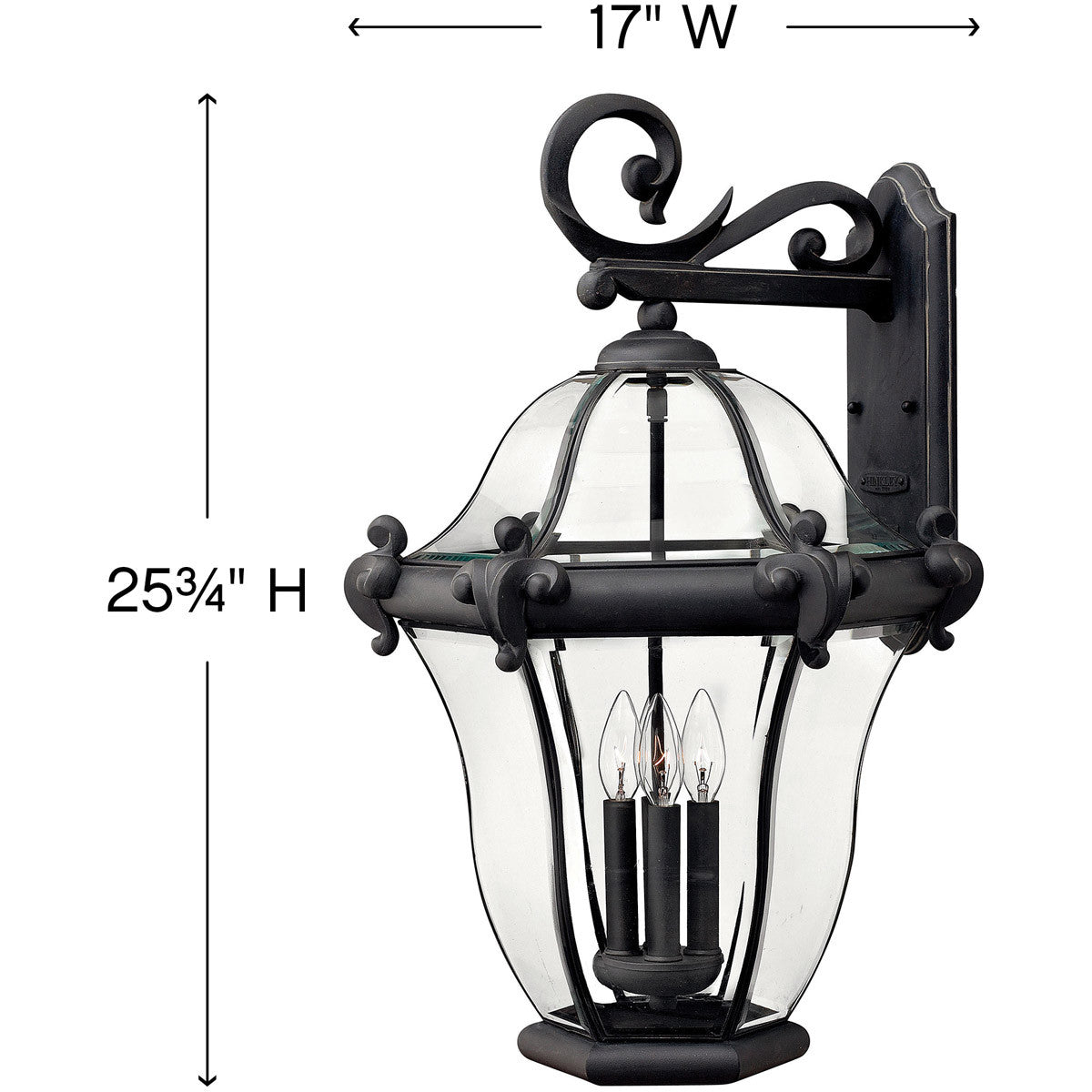 Hinkley Lighting San Clemente Extra Large Wall Mount Lantern Museum Black 2446MB