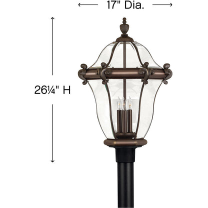 Hinkley Lighting San Clemente Extra Large Post Top or Pier Mount Lantern Copper Bronze 2447CB