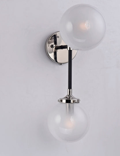 Maxim Atom 2-Light Wall Sconce in Black / Polished Nickel 24722WTBKPN