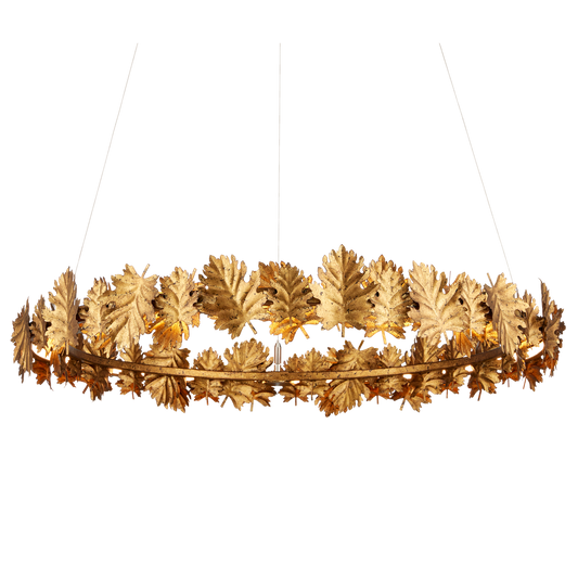 Currey & Co. English Oak 32.5" Gold Leaf 1-Light LED Chandelier 9000-1145