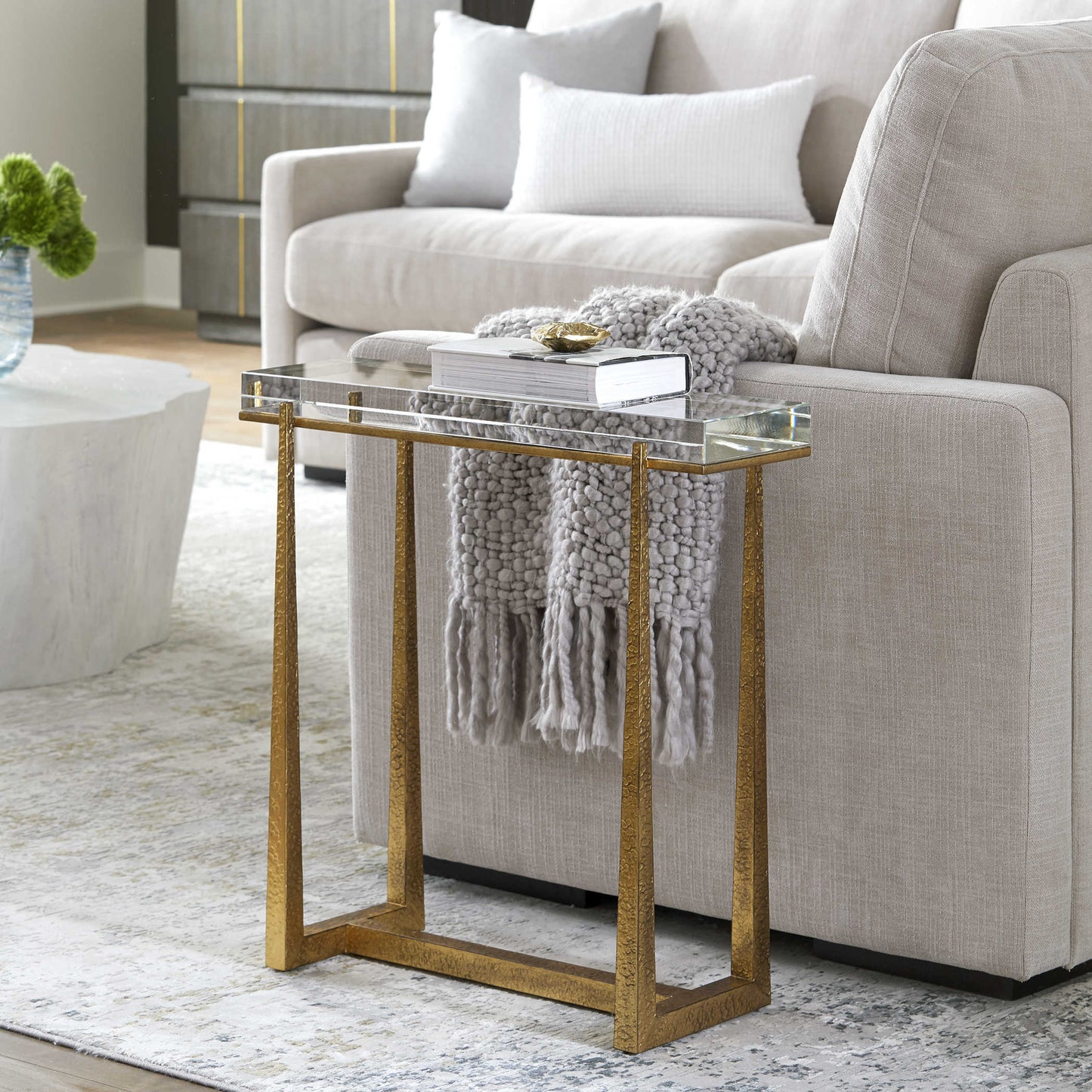 Uttermost Midas Thick Crystal Accent Table 24839