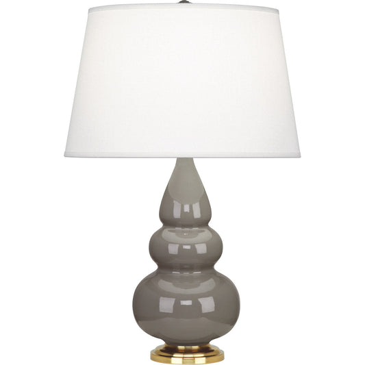 Robert Abbey  Smokey Taupe Small Triple Gourd Accent Lamp in Smoky Taupe Glazed Ceramic with Antique Natural Brass Finished Accents 249X