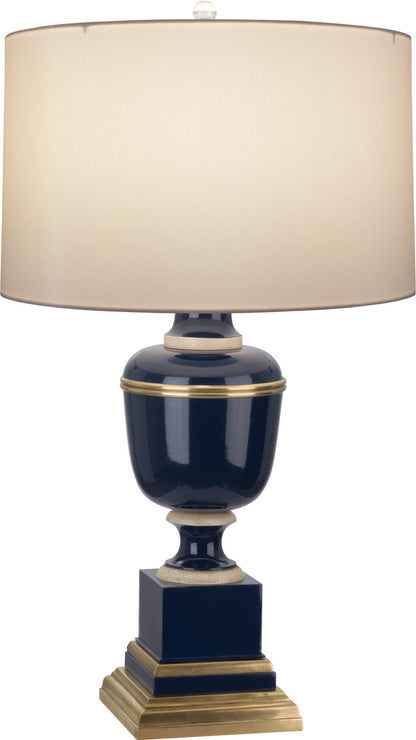 Robert Abbey Mary McDonald Annika Table Lamp in Cobalt Lacquered Paint with Natural Brass and Ivory Crackle Accents 2500X