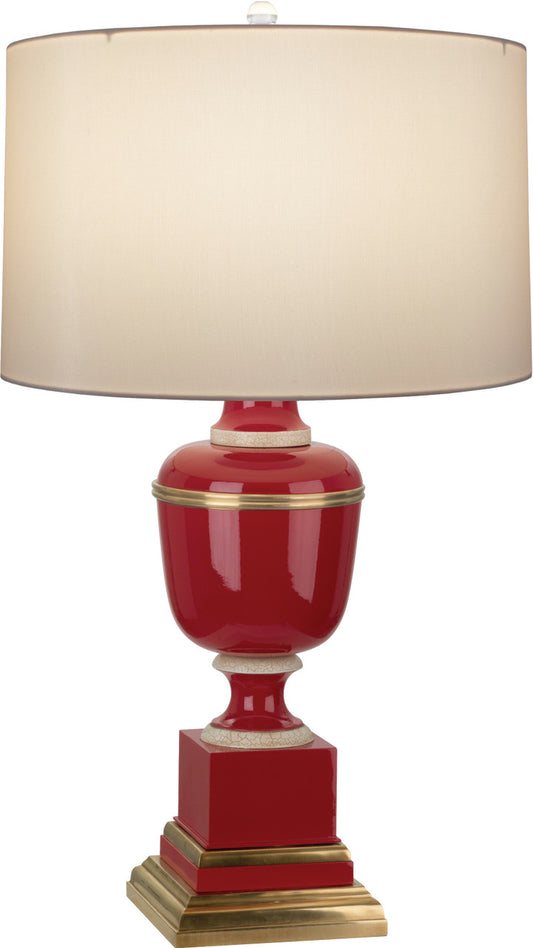 Robert Abbey Mary McDonald Annika Table Lamp in Red Lacquered Paint with Natural Brass and Ivory Crackle Accents 2501X