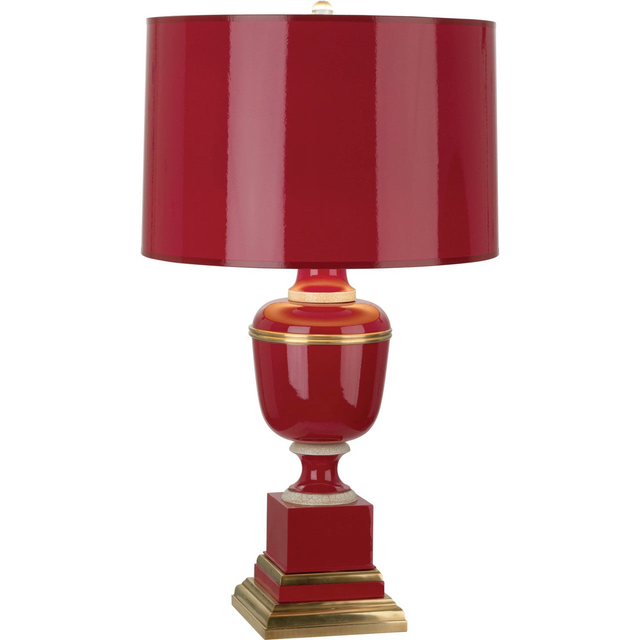 Robert Abbey Annika Table Lamp in Red Lacquered Paint with Natural Brass and Ivory Crackle Accents 2501