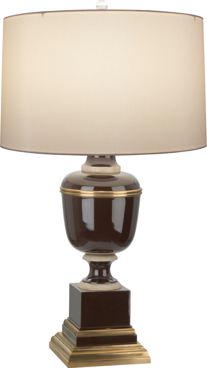 Robert Abbey Mary McDonald Annika Table Lamp in Chocolate Lacquered Paint and Natural Brass with Ivory Crackle Accents 2502X