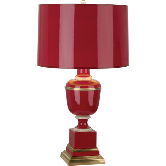 Robert Abbey Annika Accent Lamp in Red Lacquered Paint and Natural Brass with Ivory Crackle Accents 2505