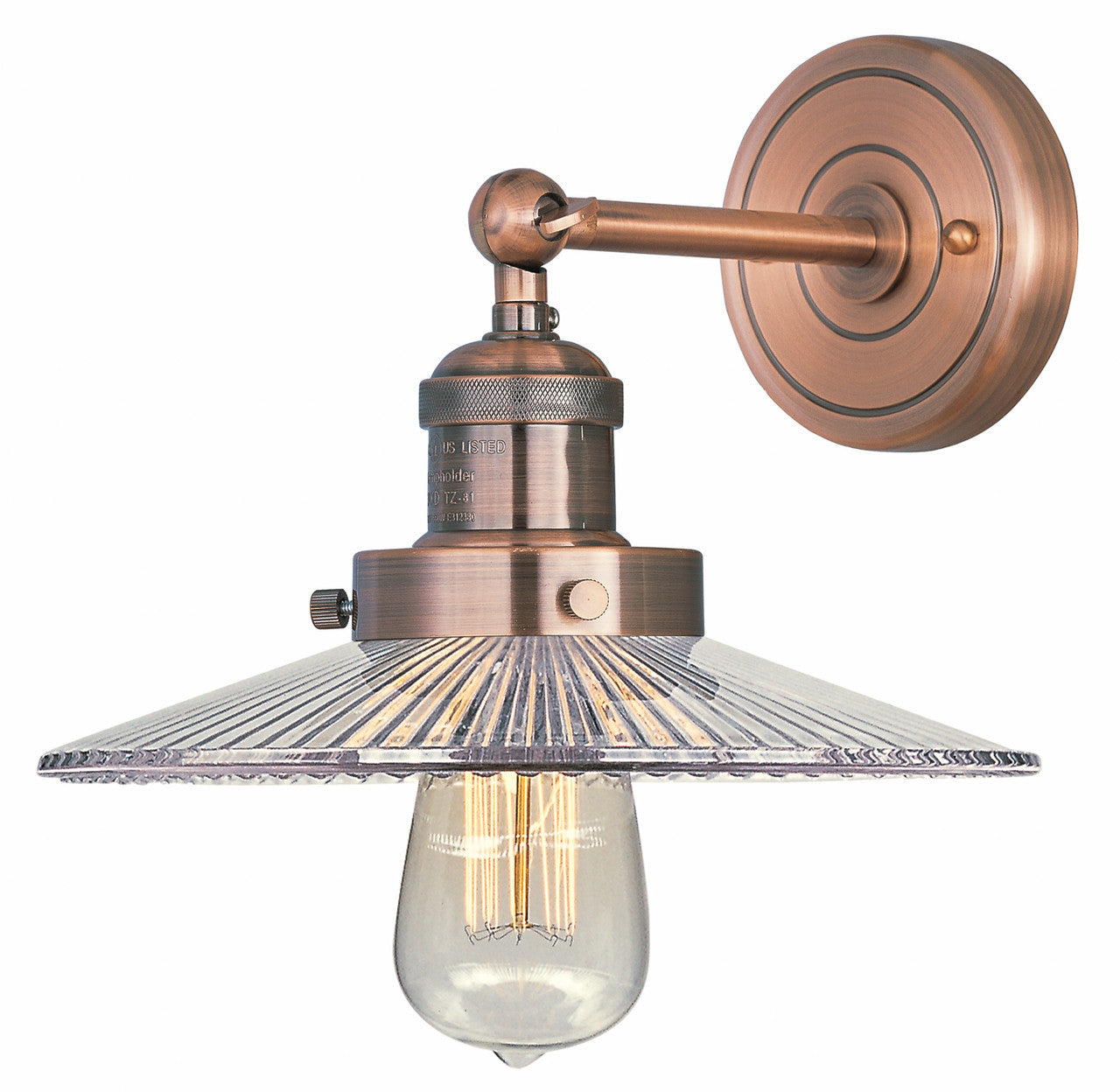 Maxim Mini Hi-Bay 1-Light Wall Sconce W/Bulb in Antique Copper 25065CLACP/BUI