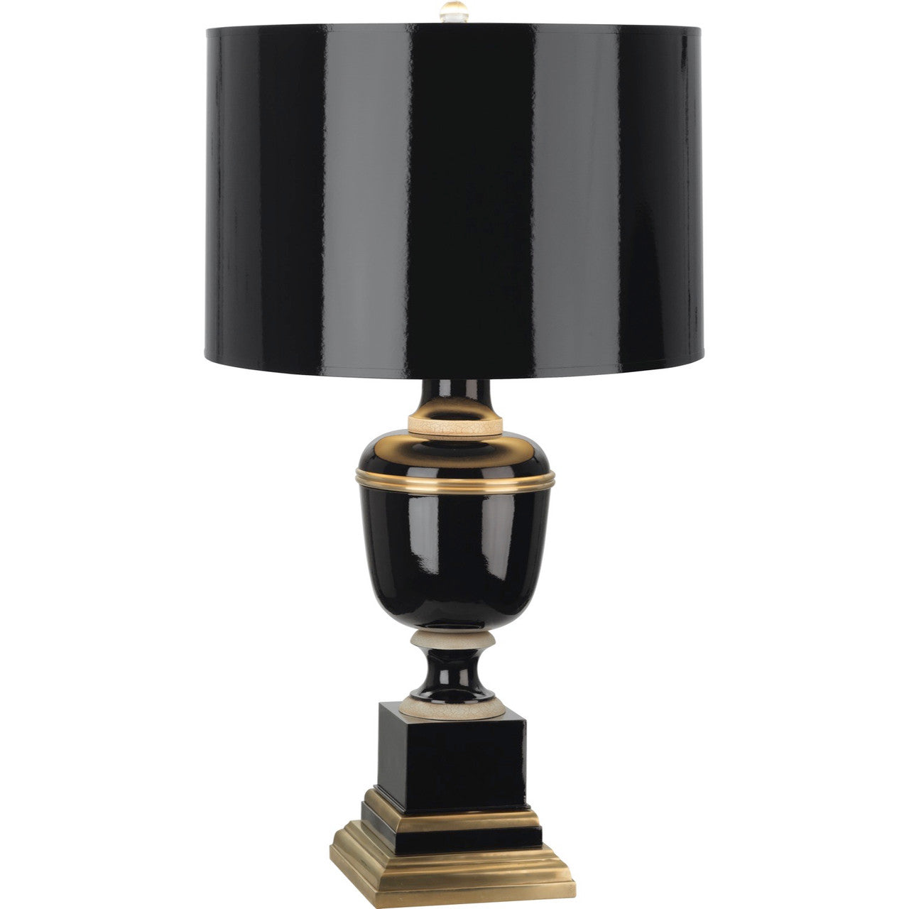 Robert Abbey Annika Accent Lamp in Black Lacquered Paint with Natural Brass and Ivory Crackle Accents 2507