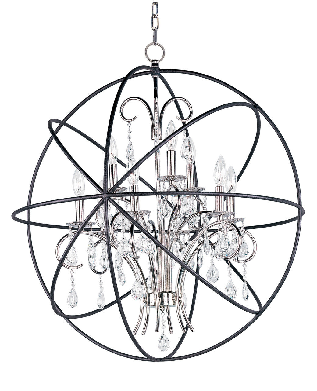 Maxim Orbit 9-Light Pendant in Anthracite / Polished Nickel 25145ARPN