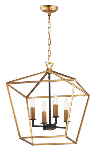 Maxim Abode 4-Light Chandelier in Gold Leaf / Textured Black 25156GLTXB