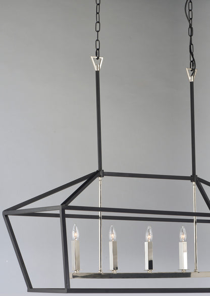 Maxim Abode 5-Light Linear Chandelier in Textured Black / Polished Nickel 25157TXBPN