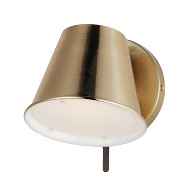 Maxim Carlo Single LED Sconce in Dark Bronze, Leather, Heritage Brass 25171DBZHR