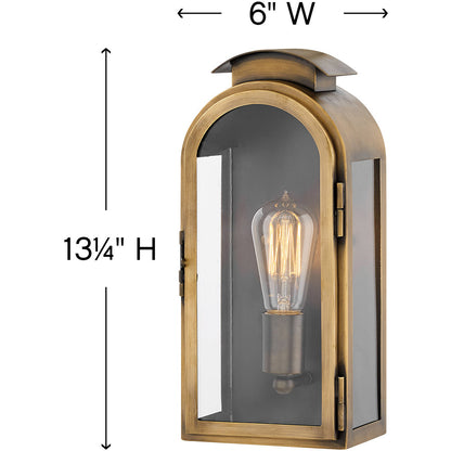 Hinkley Lighting Rowley Small Wall Mount Lantern Light Antique Brass 2520LS