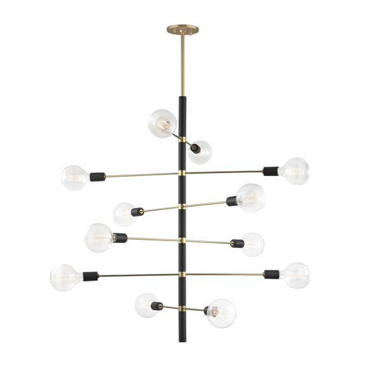 Mitzi 12 Light Chandelier in Aged Brass/Black H178812-AGB/BK