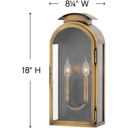 Hinkley Lighting Rowley Medium Wall Mount Lantern Light Antique Brass 2524LS