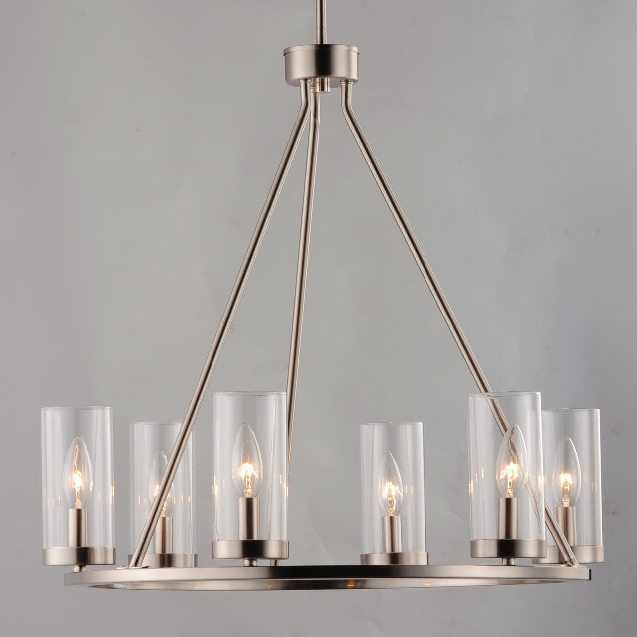 Maxim Sentinel 6-Light Chandelier in Satin Nickel 25255CLSN