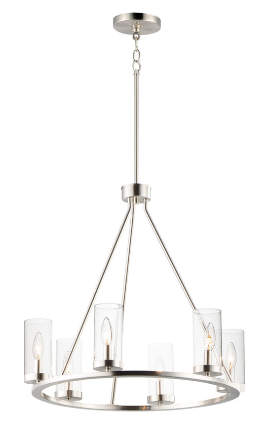 Maxim Sentinel 6-Light Chandelier in Satin Nickel 25255CLSN