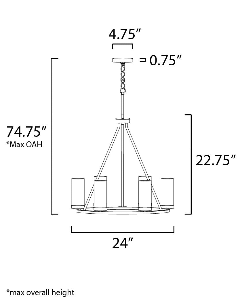 Maxim Sentinel 6-Light Chandelier in Black 25255CLBK