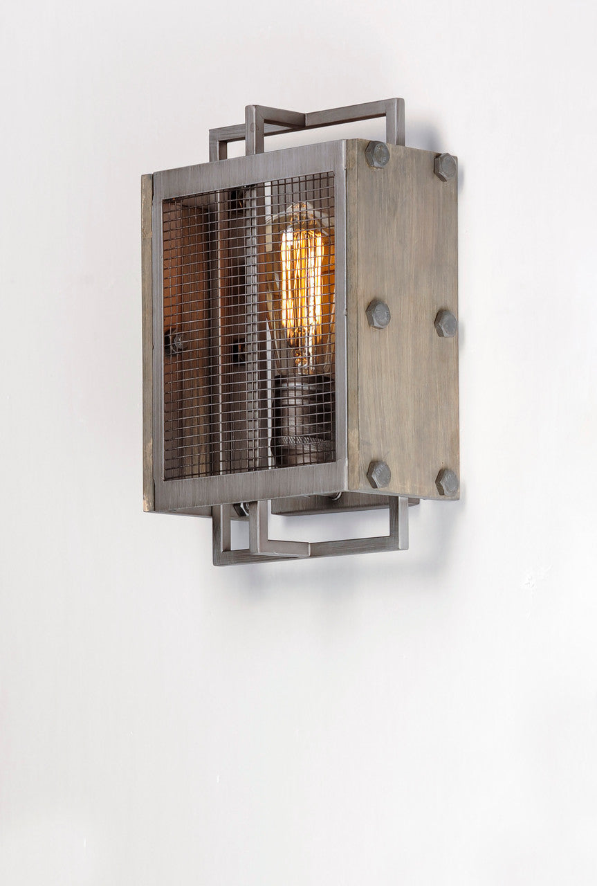 Maxim Outland 1-Light Wall Sconce in Barn Wood / Weathered Zinc 25269BWWZ