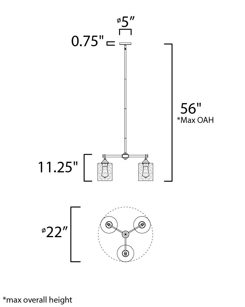 Maxim Stonehenge 3-Light Chandelier in Bronze 25273SSBZ