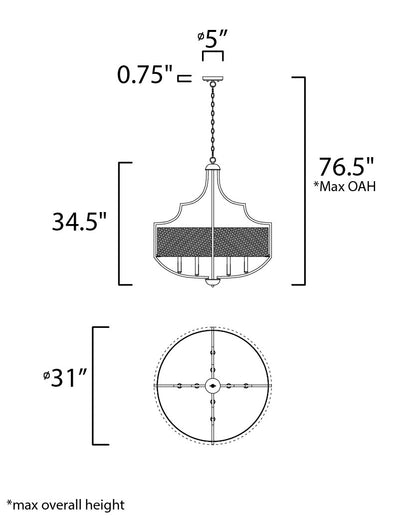 Maxim Savant 8-Light Chandelier in Bronze / Antique Brass 25285WLBZAB