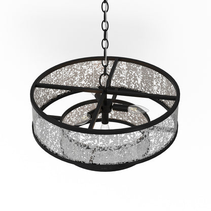 Lumanity Lighting Chelsea 4-Light Mirrored Two-Tier Drum Chandelier in Painted Oil Rubbed Bronze  L098-0002