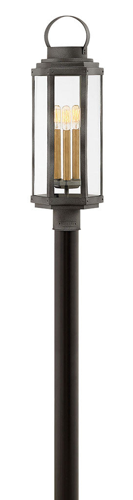 Hinkley Lighting Danbury Large Post Top or Pier Mount Lantern Aged Zinc 2537DZ