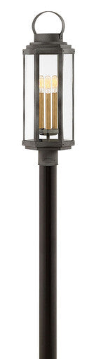 Hinkley Lighting Danbury Large Post Top or Pier Mount Lantern Aged Zinc 2537DZ