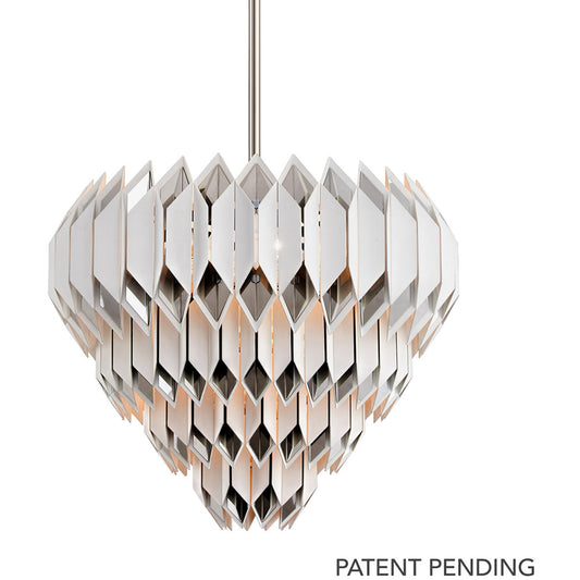 Corbett Lighting Haiku Chandelier in White With Polished Stainless 254-413