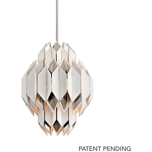 Corbett Lighting Haiku Pendant in White With Polished Stainless 254-46