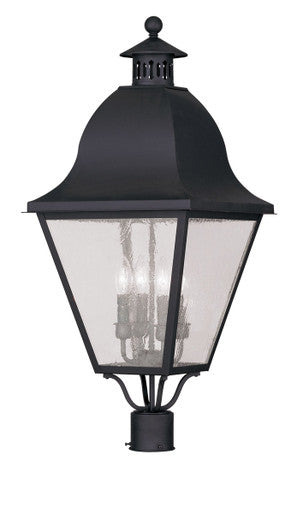 Livex Lighting Amwell Collection 4 Light Black Outdoor Post Lantern in Black 2548-04