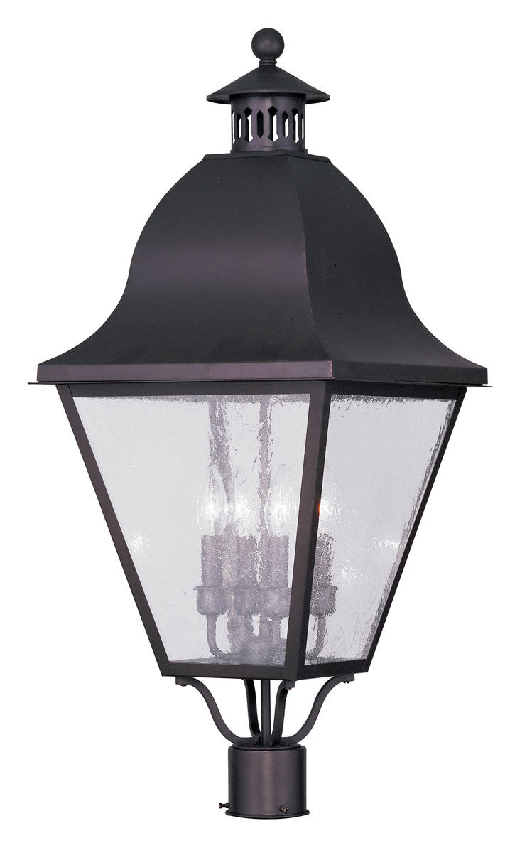 Livex Lighting Amwell Collection 4 Light Bronze Outdoor Post Lantern in Bronze 2548-07