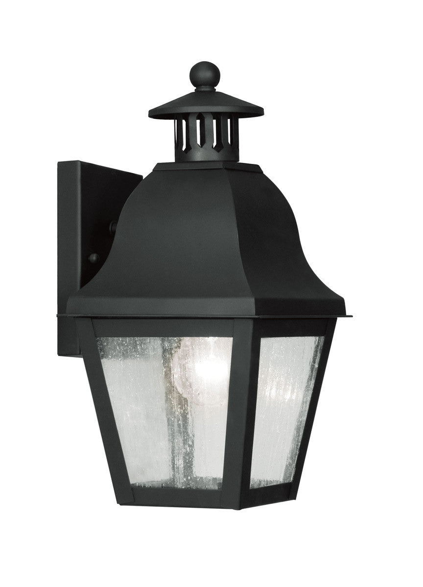 Livex Lighting Amwell Collection 1 Light Black Outdoor Wall Lantern in Black 2550-04