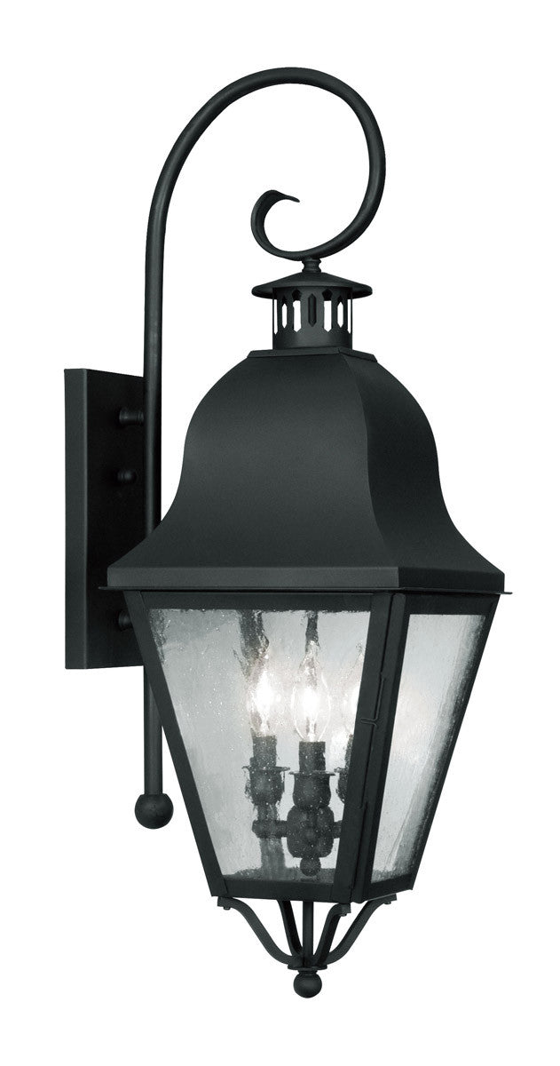 Livex Lighting Amwell Collection 3 Light Black Outdoor Wall Lantern in Black 2555-04