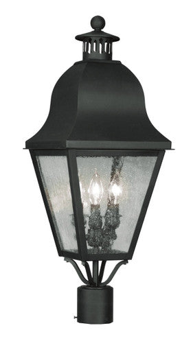 Livex Lighting Amwell Collection 3 Light Black Outdoor Post Lantern in Black 2556-04