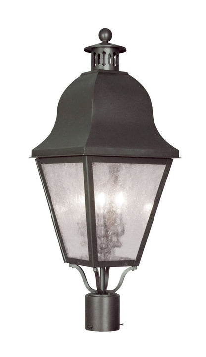 Livex Lighting Amwell Collection 3 Light Bronze Outdoor Post Lantern in Bronze 2556-07