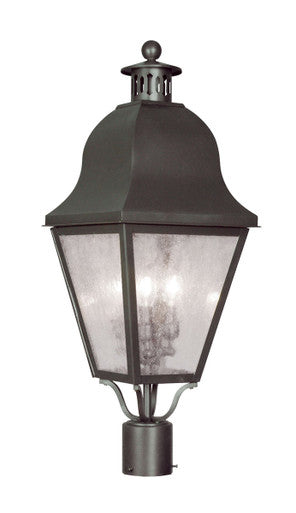 Livex Lighting Amwell Collection 3 Light Bronze Outdoor Post Lantern in Bronze 2556-07