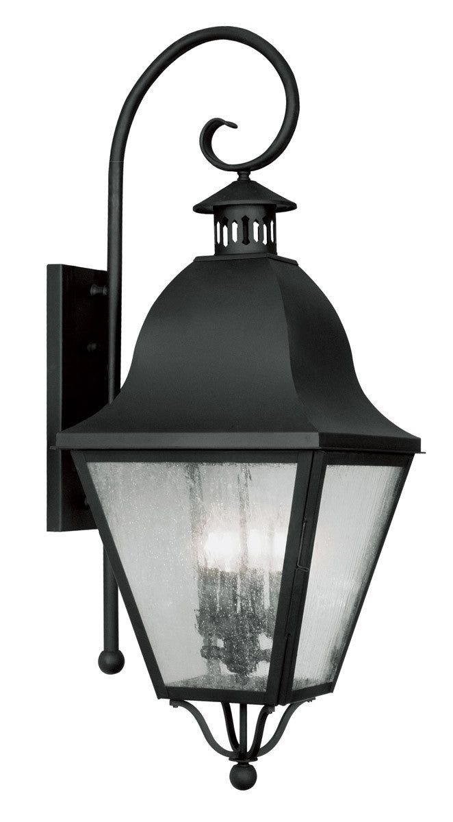 Livex Lighting Amwell Collection 4 Light Black Outdoor Wall Lantern in Black 2558-04