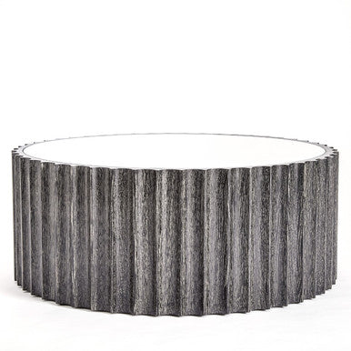 Global Views Reflective Column Cocktail Table-Black Cerused Oak 2563