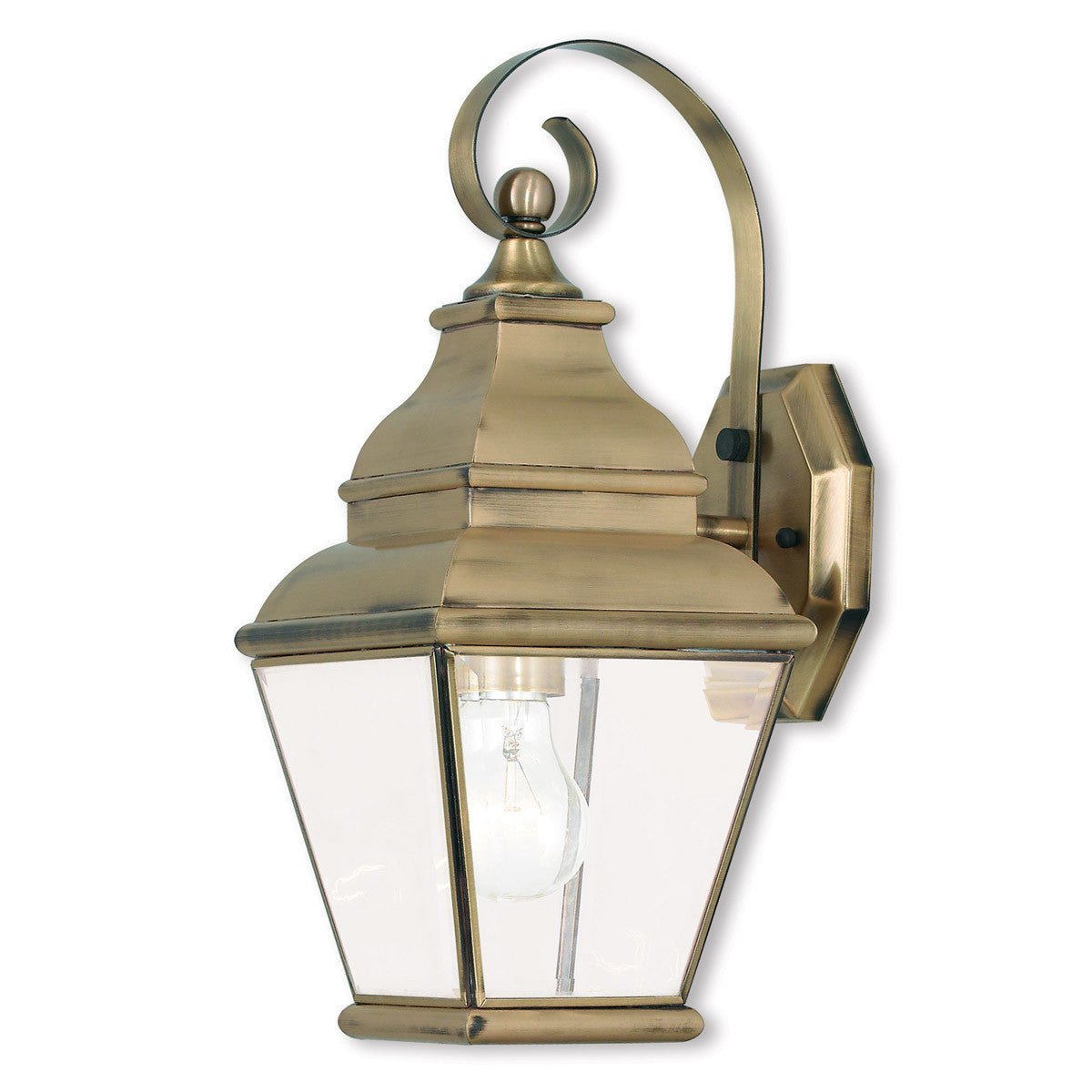 Livex Lighting Exeter Collection 1 Light AB Outdoor Wall Lantern in Antique Brass 2590-01