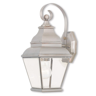 Livex Lighting Exeter Collection 1 Light BN Outdoor Wall Lantern in Brushed Nickel 2590-91