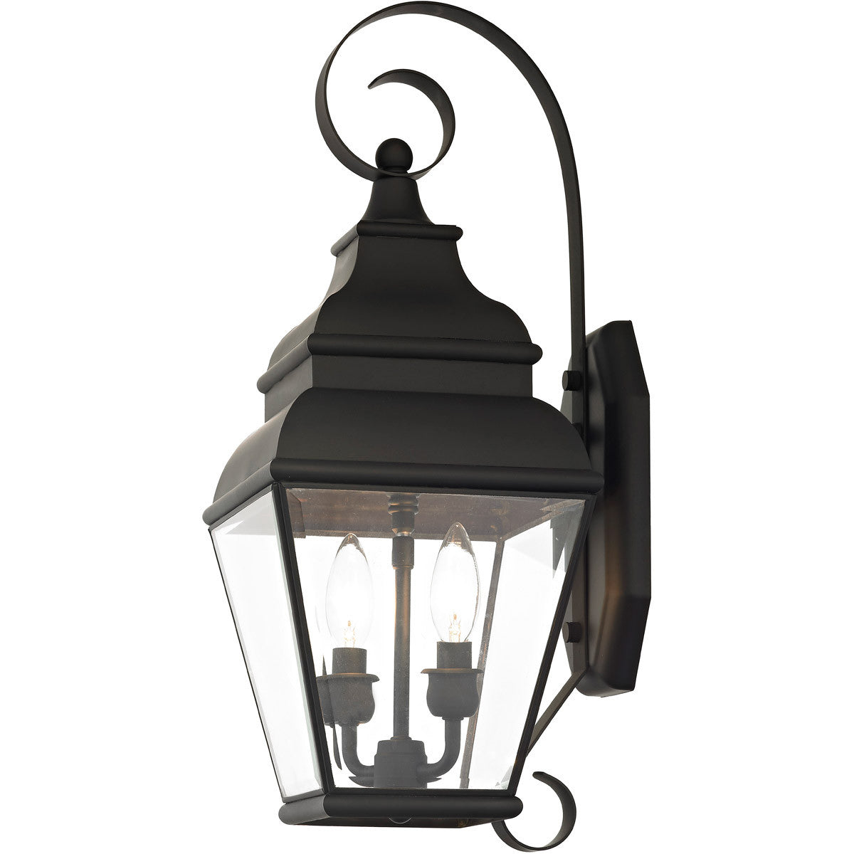 Livex Lighting Exeter Collection 2 Light Black Outdoor Wall Lantern in Black 2591-04