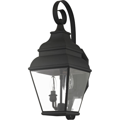 Livex Lighting Exeter Collection 2 Light Black Outdoor Wall Lantern in Black 2591-04