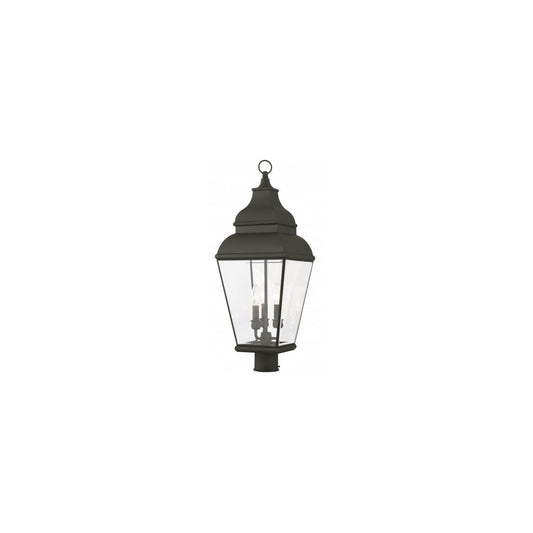 Livex Lighting Exeter Collection 3 Light Black Post-Top Lantern in Black 2594-04