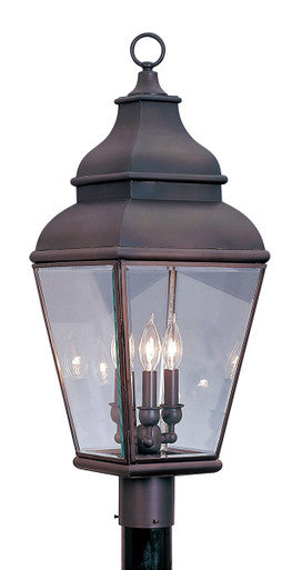 Livex Lighting Exeter Collection 3 Light Bronze Outdoor Post Lantern in Bronze 2594-07