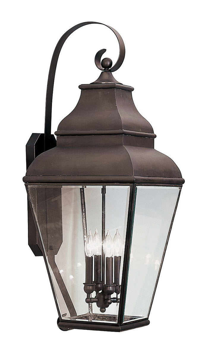 Livex Lighting Exeter Collection 4 Light Bronze Outdoor Wall Lantern in Bronze 2596-07