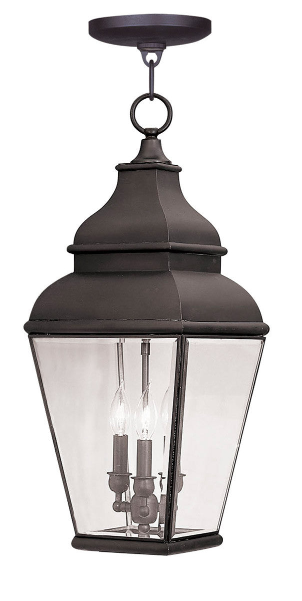 Livex Lighting Exeter Collection 3 Light Bronze Outdoor Chain Lantern  in Bronze 2597-07